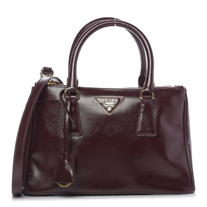 Prada Saffiano Vernice Mini Galleria Double Zip Tote Granato 1 of 9