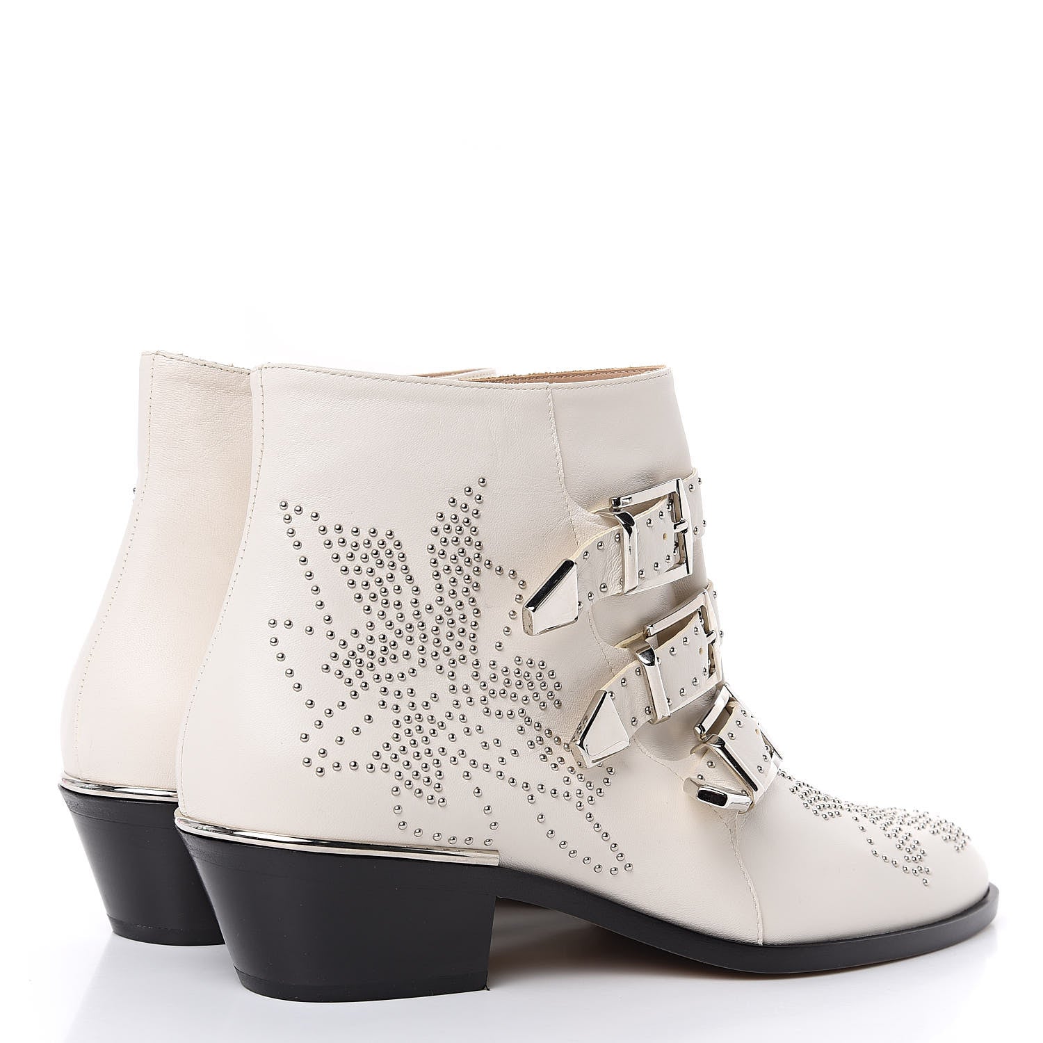 Chloe Nappa Sheepskin Studded Susanna Ankle Boots 39 Cloudy White 4 of 10