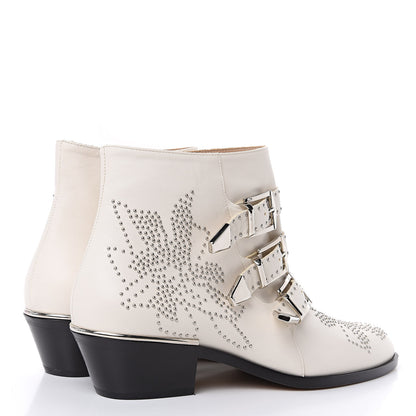 Chloe Nappa Sheepskin Studded Susanna Ankle Boots 39 Cloudy White 4 of 10