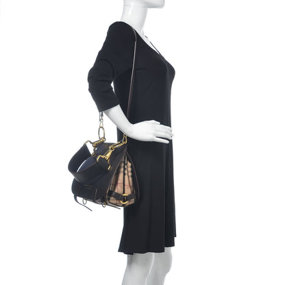 Burberry Haymarket Check Large Bridle Saddle Bag Dark Clove Brown 2 of 11