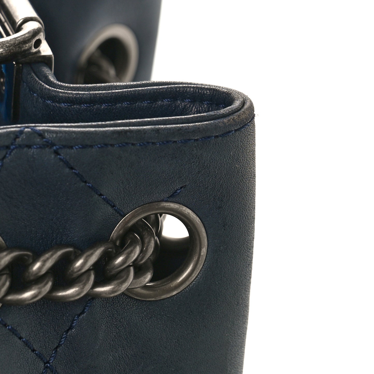 Calfskin Stitched Large Urban Luxury Drawstring Backpack Navy Blue