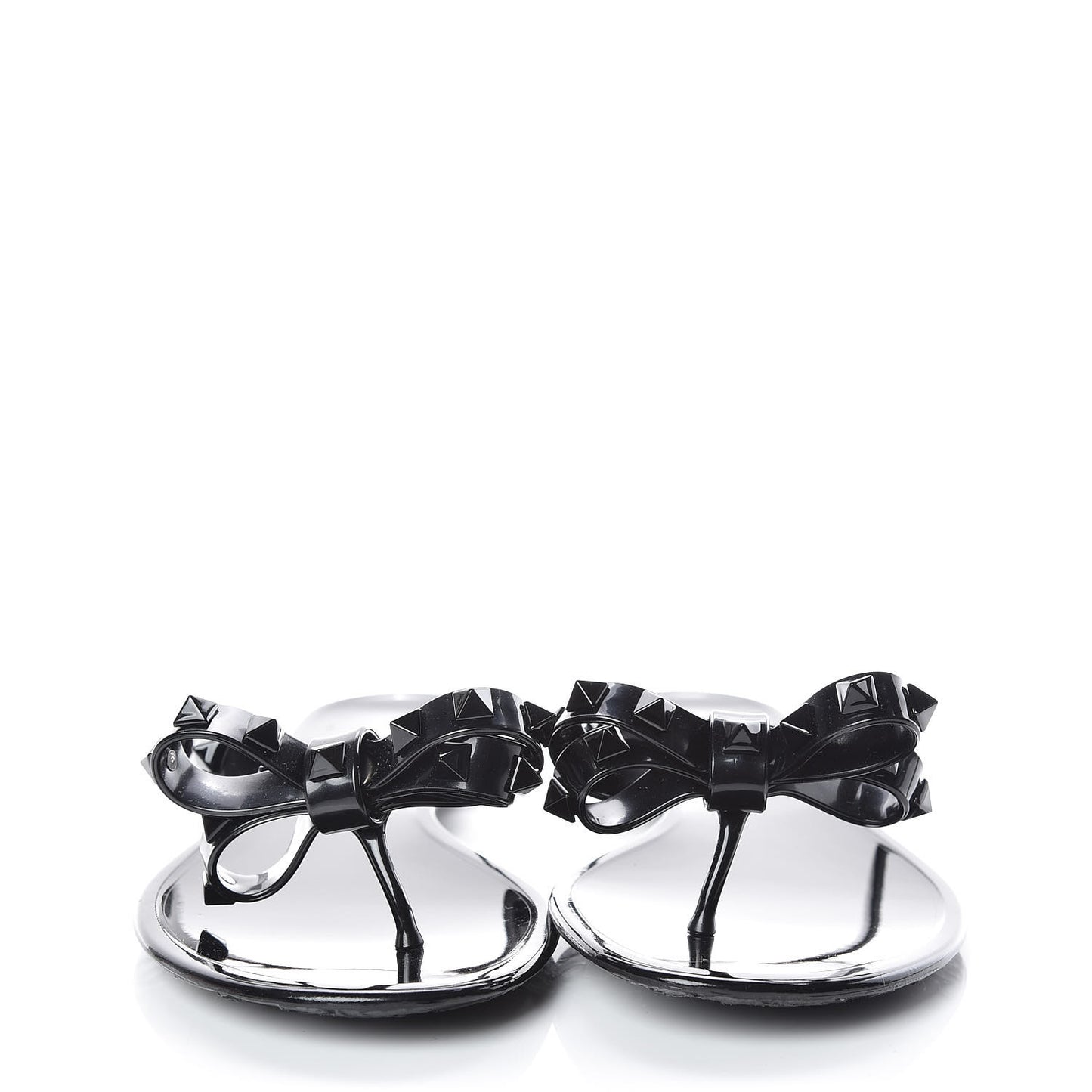 PVC Jelly Rockstud Bow Thong Sandals 38 Black