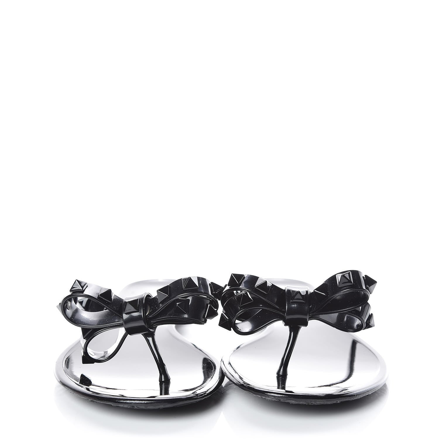 Valentino Garavani PVC Jelly Rockstud Bow Thong Sandals 38 Black 2 of 8