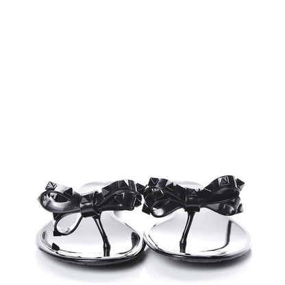 Valentino Garavani PVC Jelly Rockstud Bow Thong Sandals 38 Black 2 of 8