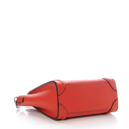 Celine Drummed Calfskin Nano Luggage Vermillion 4 of 6