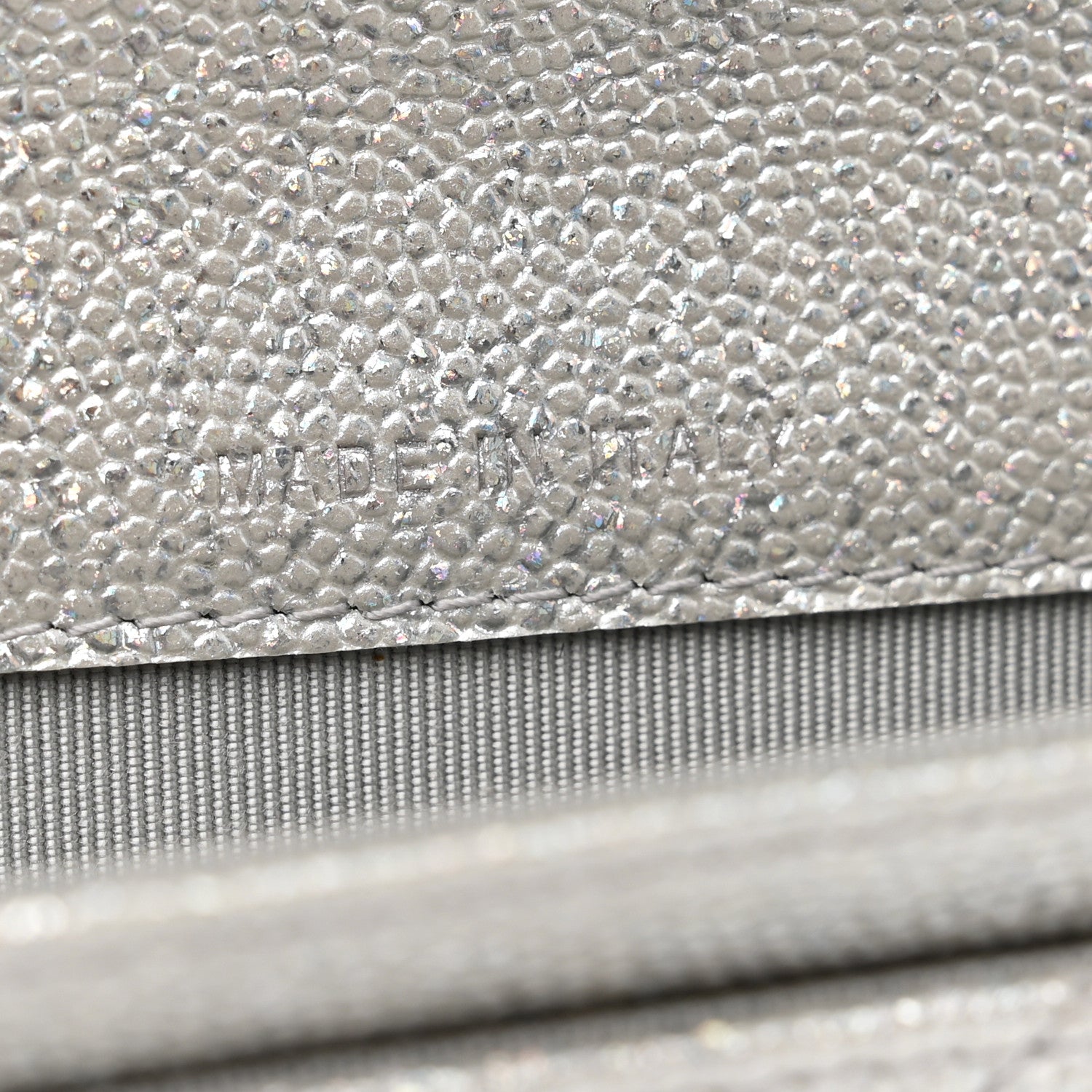 Chanel Glittered Metallic Caviar Quilted Flap Card Holder Wallet Silver 6 of 9