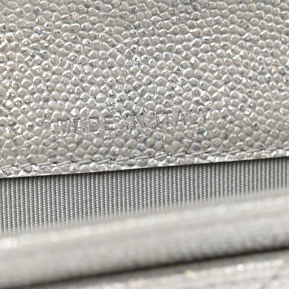Chanel Glittered Metallic Caviar Quilted Flap Card Holder Wallet Silver 6 of 9