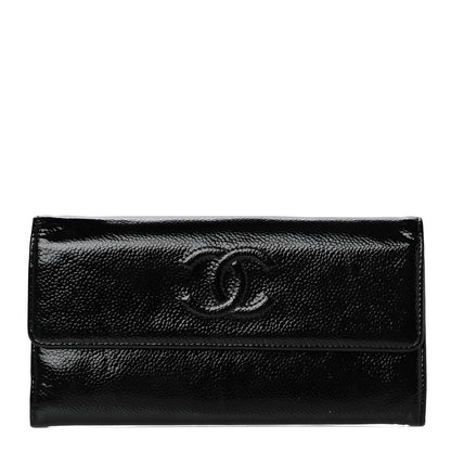 Chanel Patent Caviar Timeless CC Large Gusset Flap Wallet Black 1 of 7