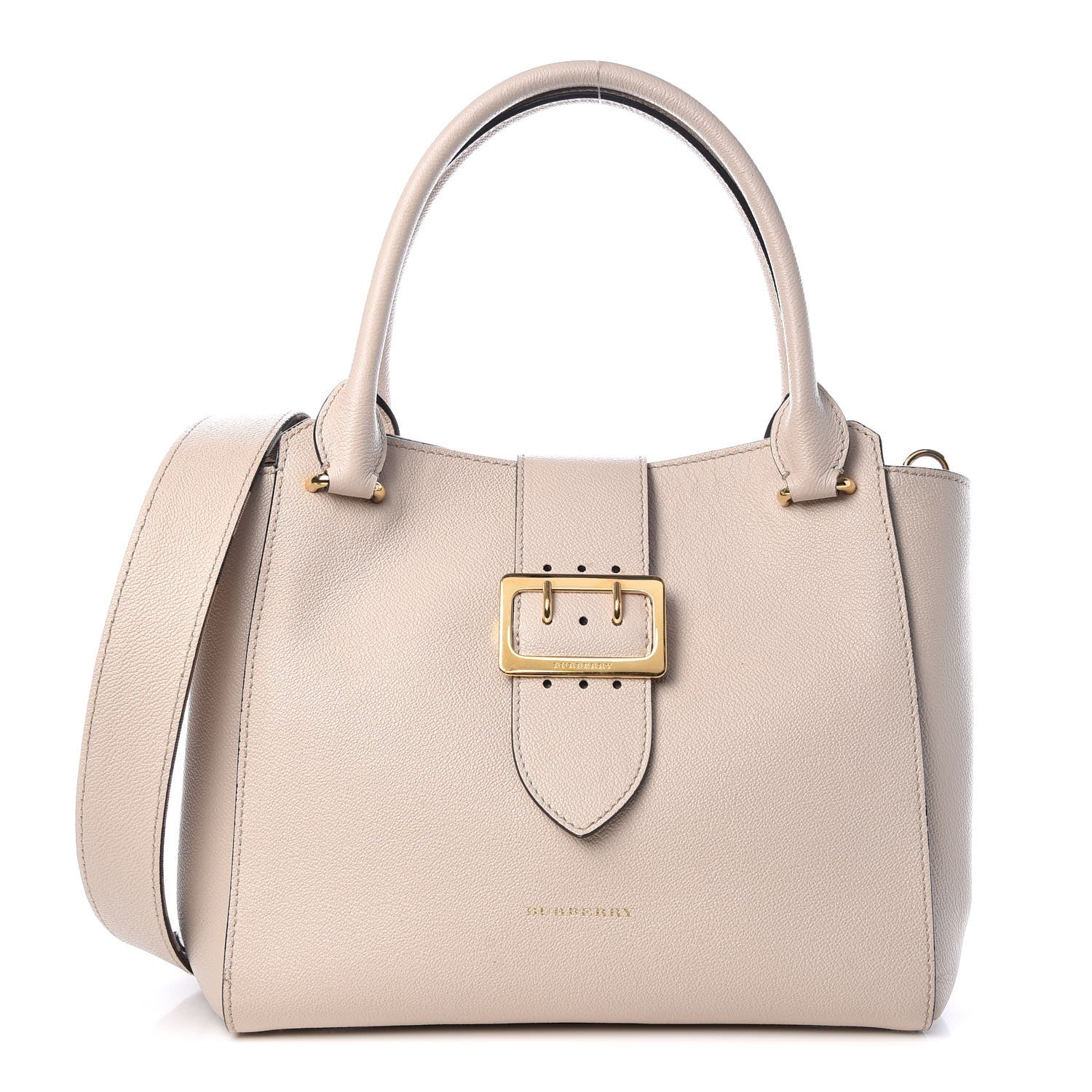 Burberry Soft Grain Calfskin Medium Buckle Tote Limestone 1 of 13