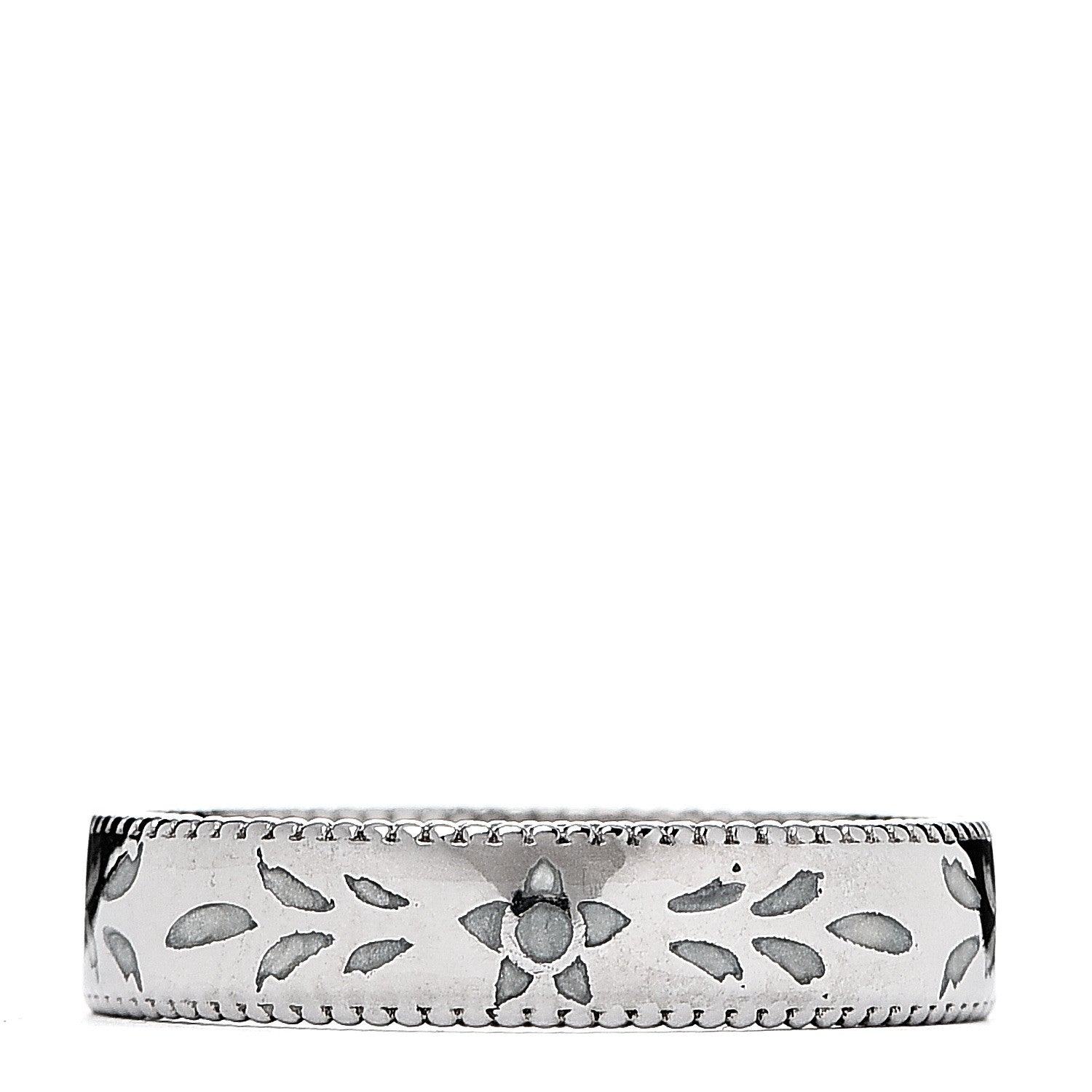 Gucci 18K White Gold Enamel 4mm Icon Blooms Ring 52 6 2 of 4