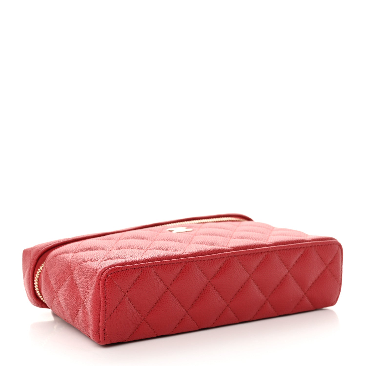 Chanel Caviar Quilted Top Handle Slim Vanity With Chain Red 3 of 10