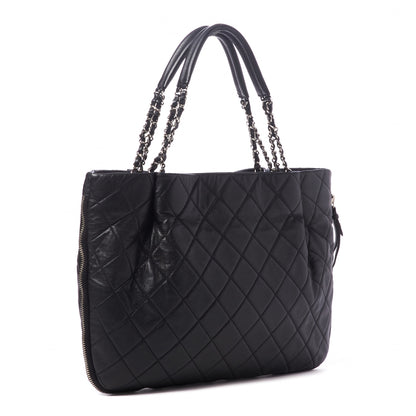 Chanel Caviar Expandable Zip Shoulder Bag Black 3 of 10