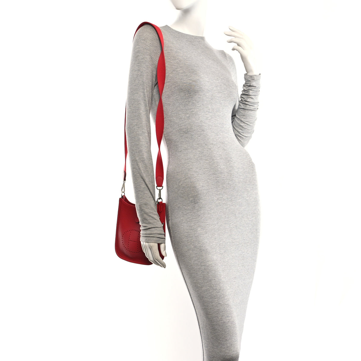 Hermes Taurillon Clemence Evelyne TPM Rouge Casaque 2 of 11