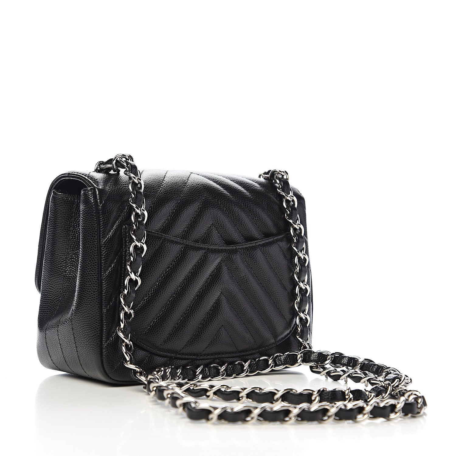 Chanel Caviar Chevron Quilted Mini Square Flap Black 2 of 10