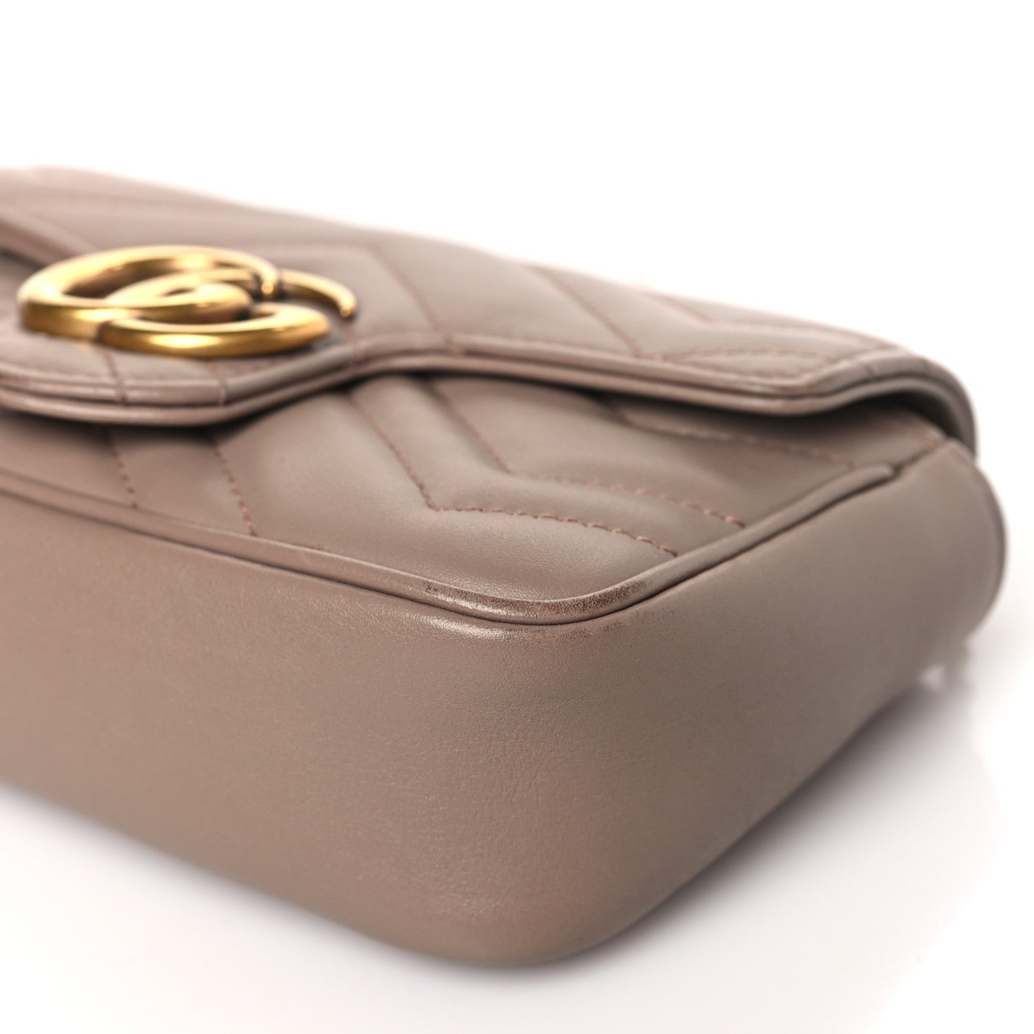 Gucci Calfskin Matelasse Super Mini GG Marmont Shoulder Bag Porcelain Rose 9 of 11