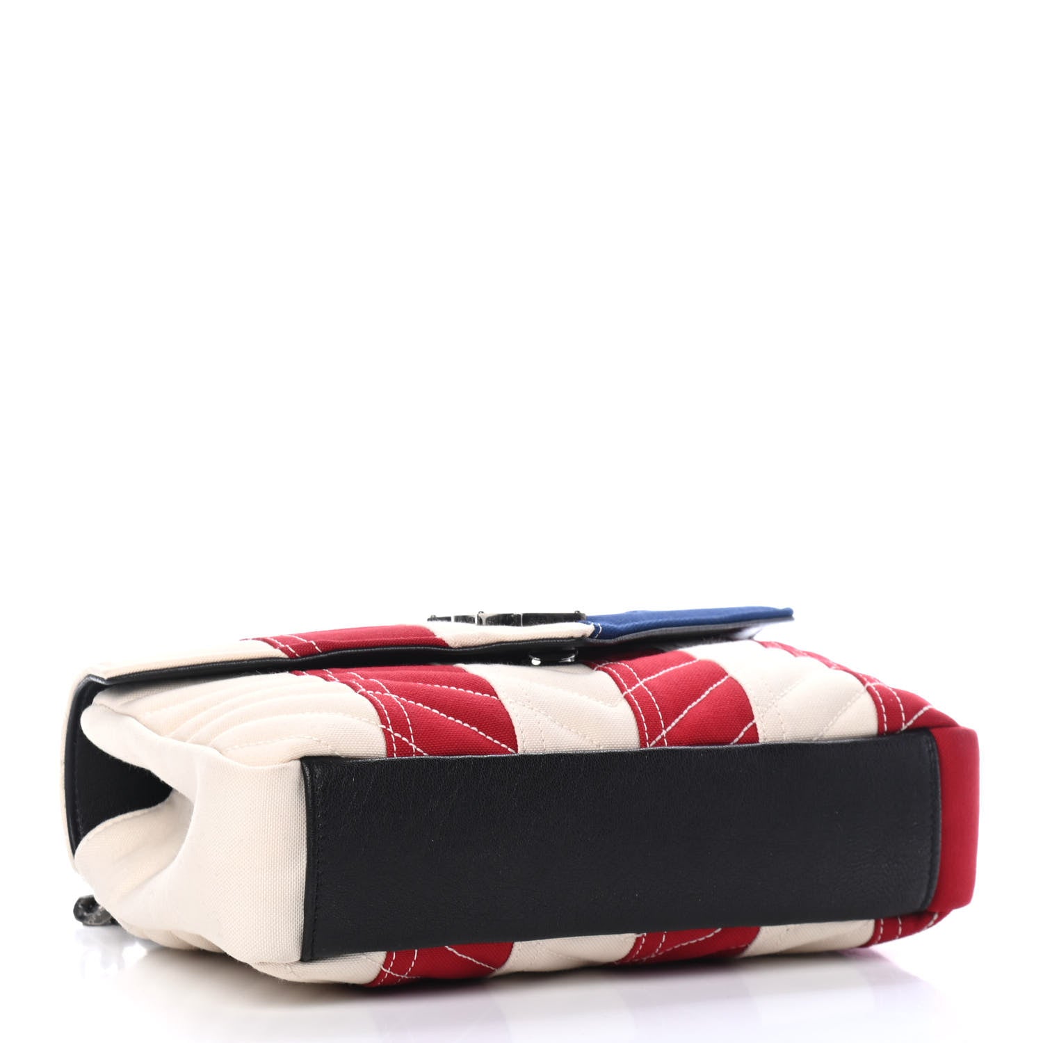 Saint Laurent Canvas Matelasse Chevron American Flag Monogram Medium College Bag Red Blue 3 of 4