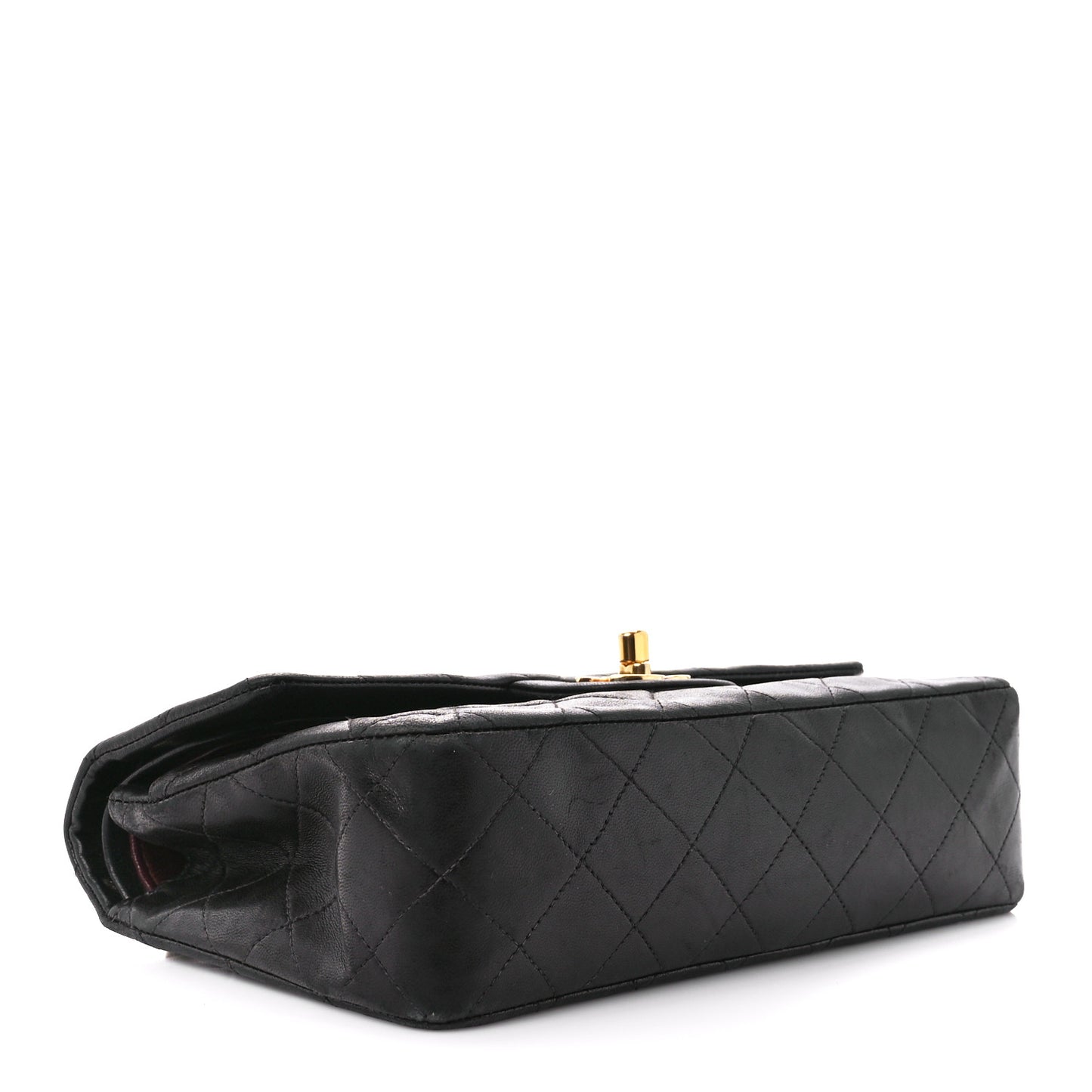 Lambskin Quilted Small Double Flap Black