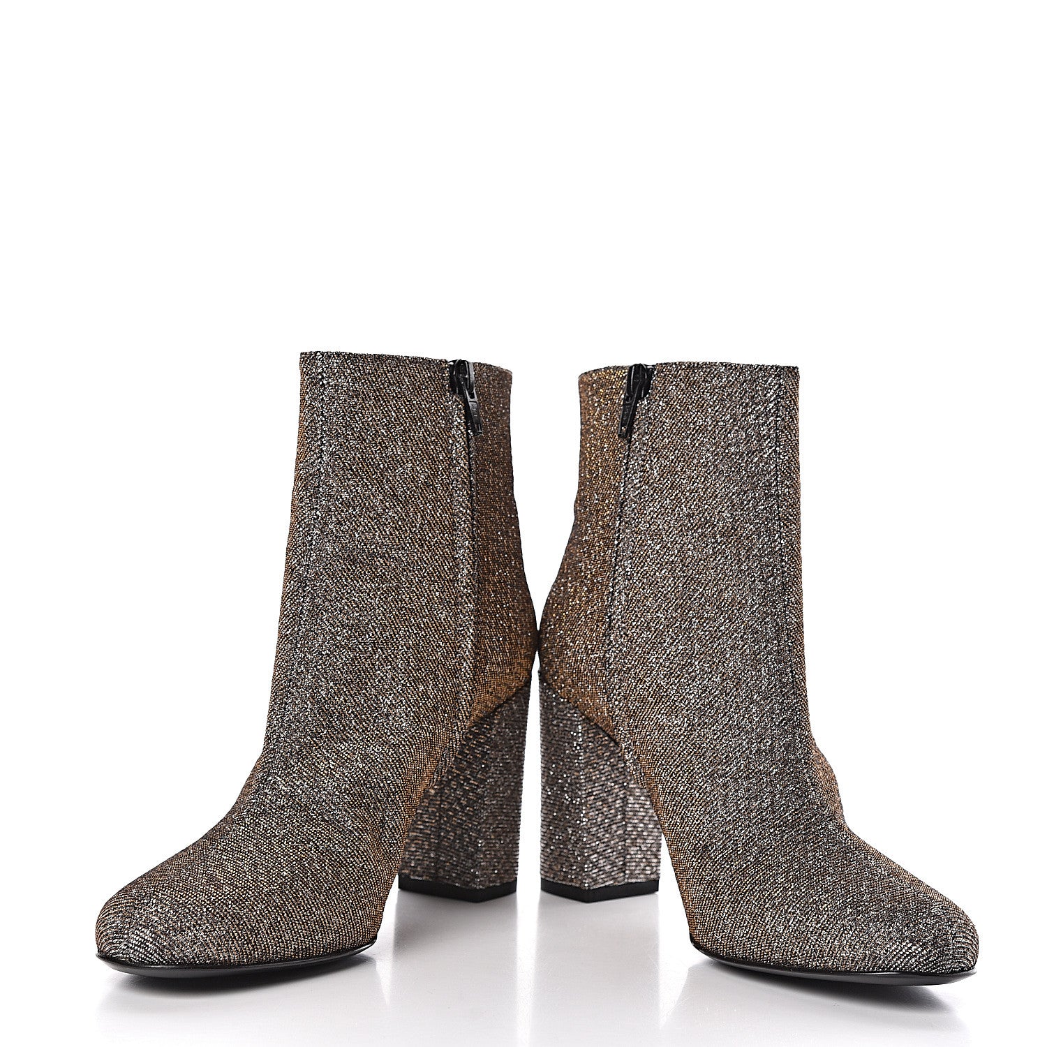 Saint Laurent Glitter Babies Zip Boots 36.5 Black Gold 5 of 11