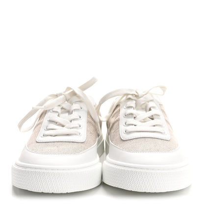 Hermes Calfskin H Canvas Keep Mule Sneakers 39 Prunoir White 3 of 12