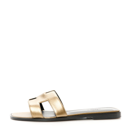 Hermes Metallic Epsom Oran Sandals 36.5 Vert Bronze 1 of 9