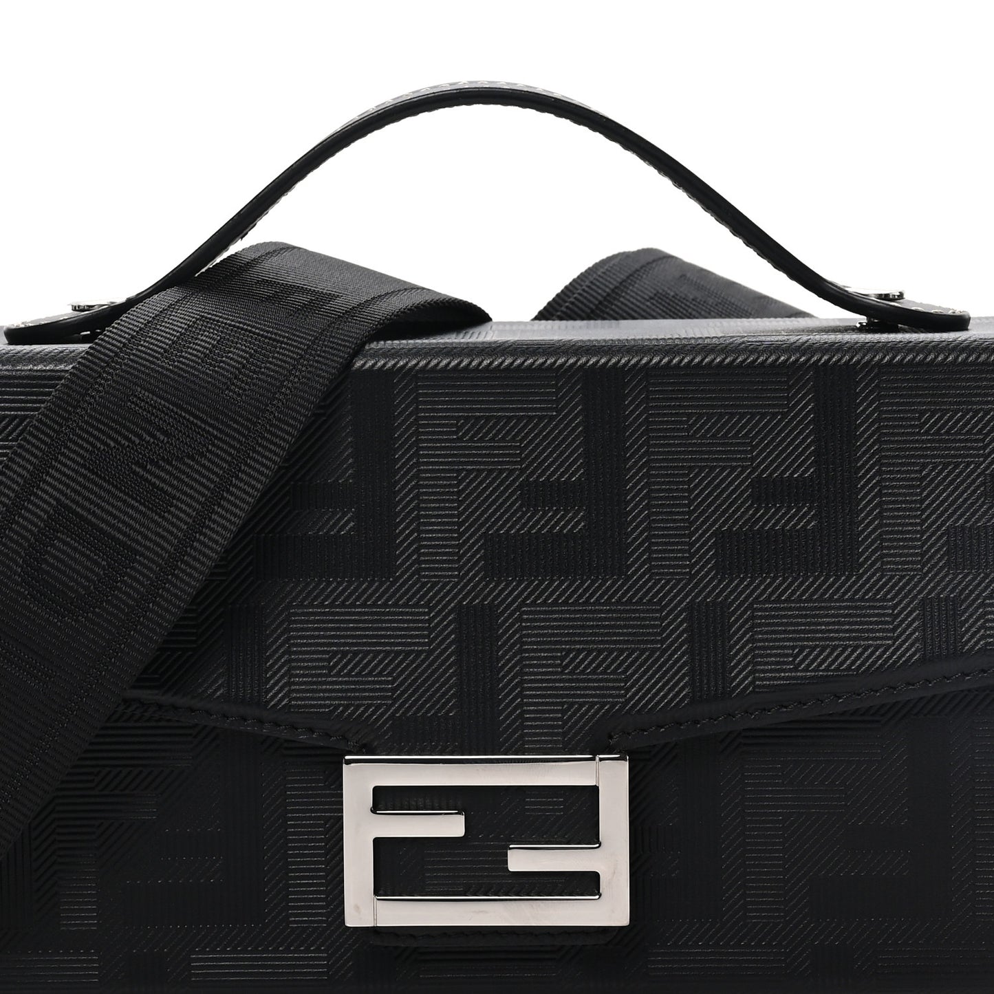 Vitello King FF Lines Embossed Baguette Soft Trunk Black