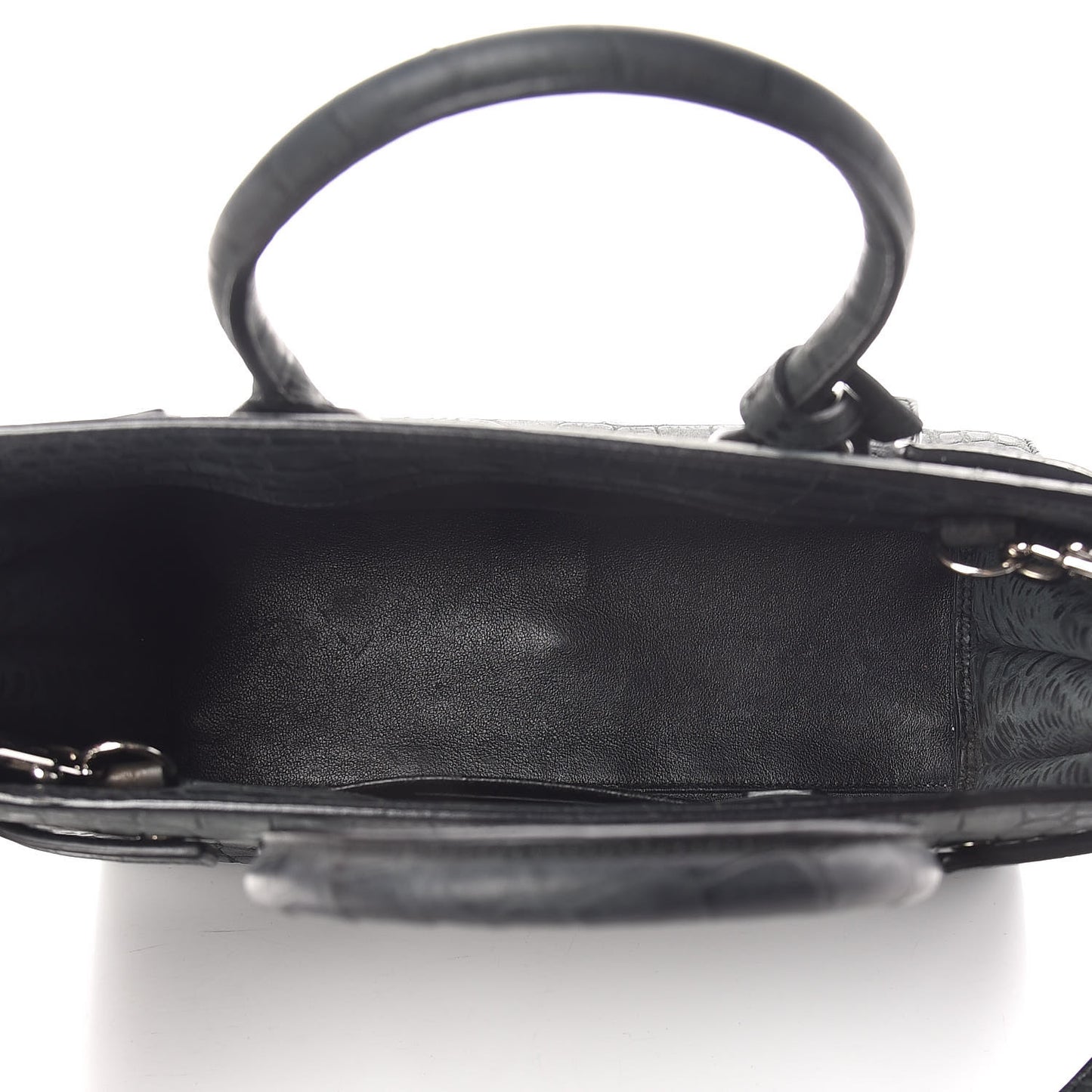 Calfskin Crocodile Embossed Baby Sac De Jour Dusty Black