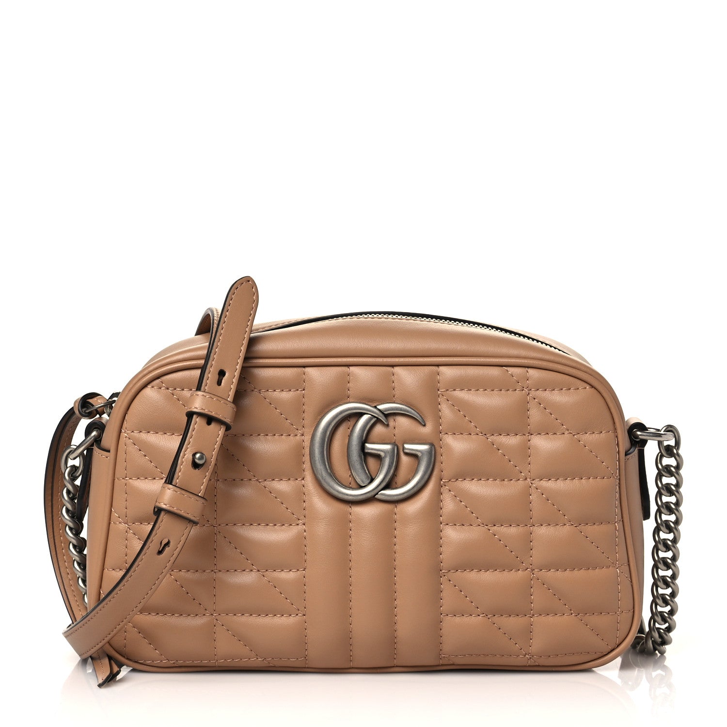 Gucci Calfskin Matelasse Aria Small GG Marmont Chain Shoulder Bag Camelia 1 of 10