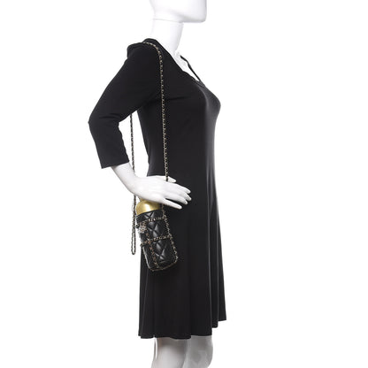 Chanel Lambskin Quilted CC To Drink Water Bottle Black Gold 2 of 11