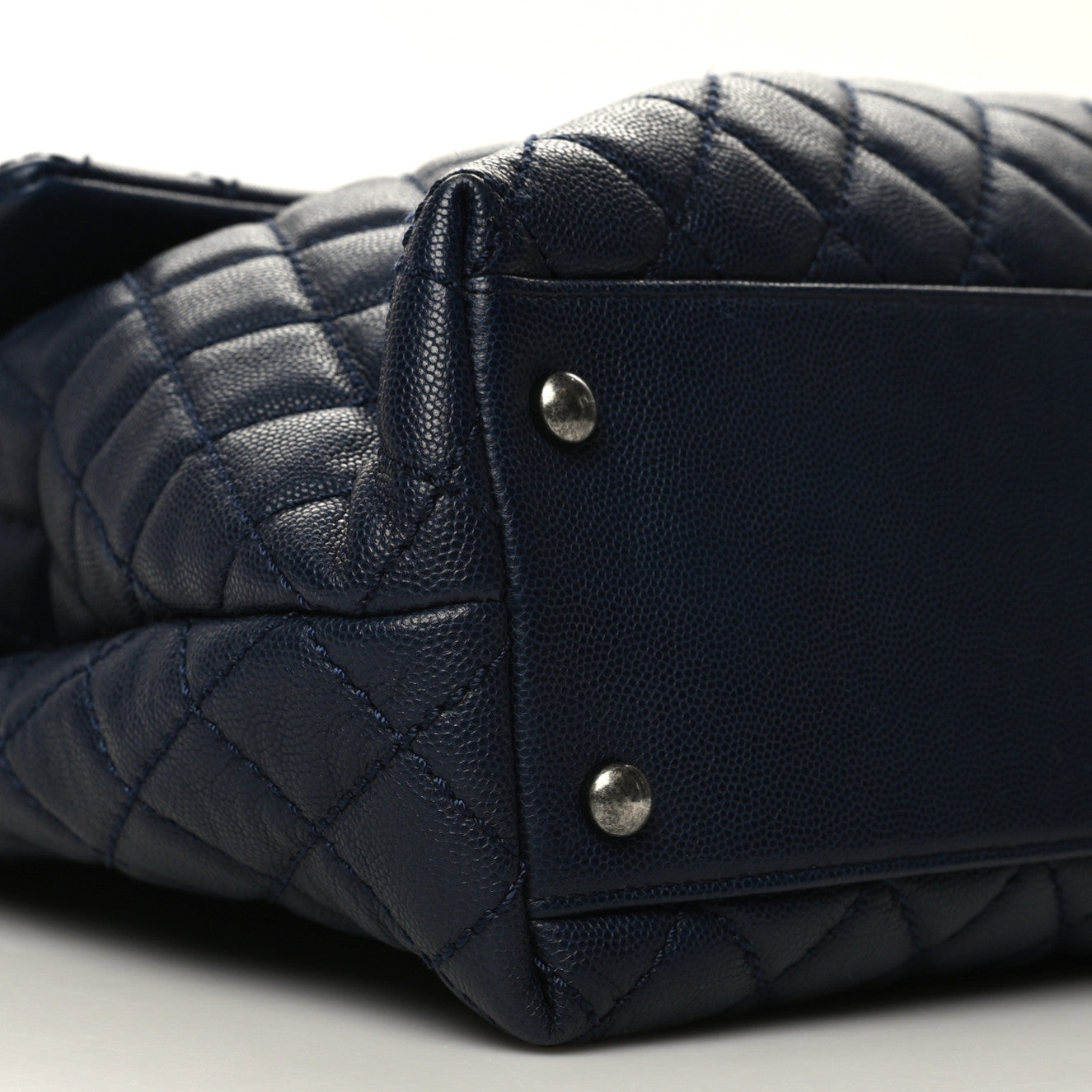 Caviar Quilted Medium Coco Handle Flap Navy Blue