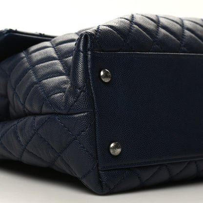 Chanel Caviar Quilted Medium Coco Handle Flap Navy Blue 10 of 11