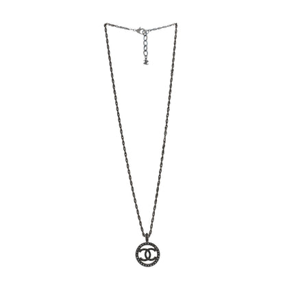 Chanel Ruthenium Pearl CC Round Pendant Necklace 3 of 5
