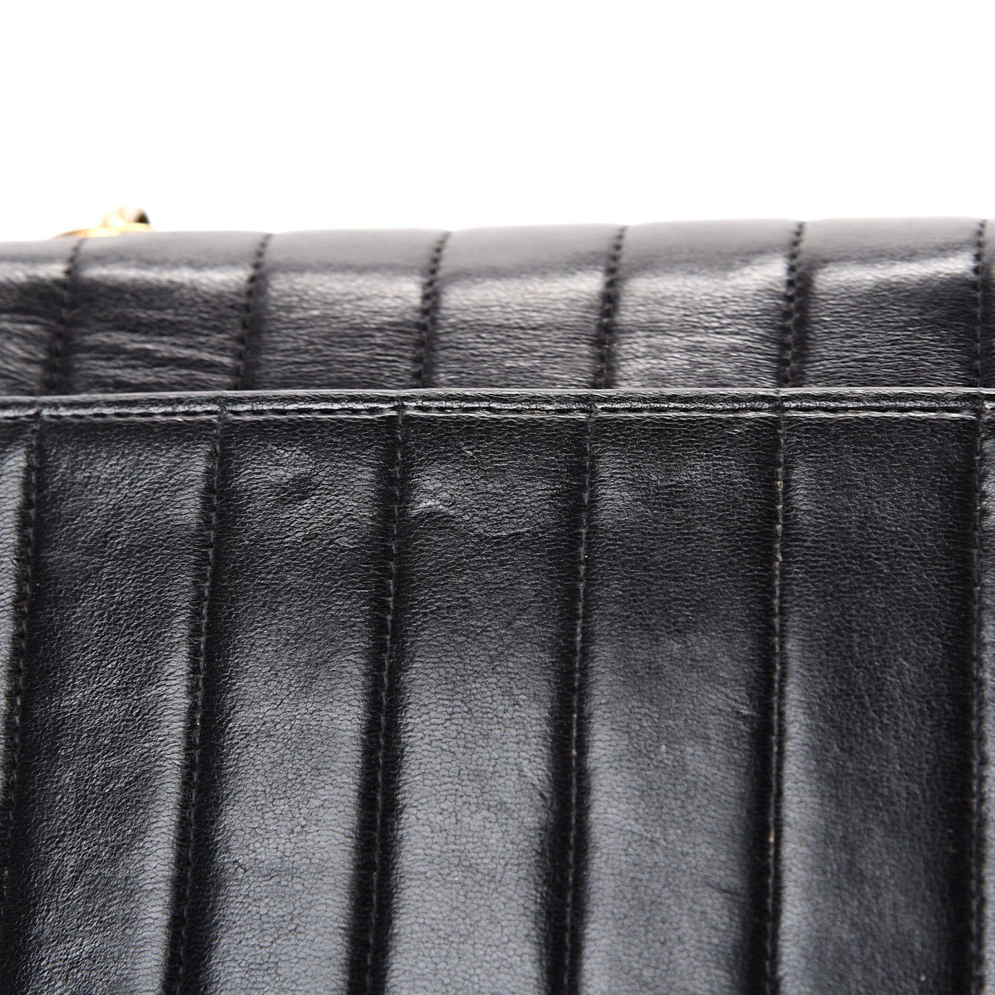 Lambskin Vertical Quilt Small Single Flap Black