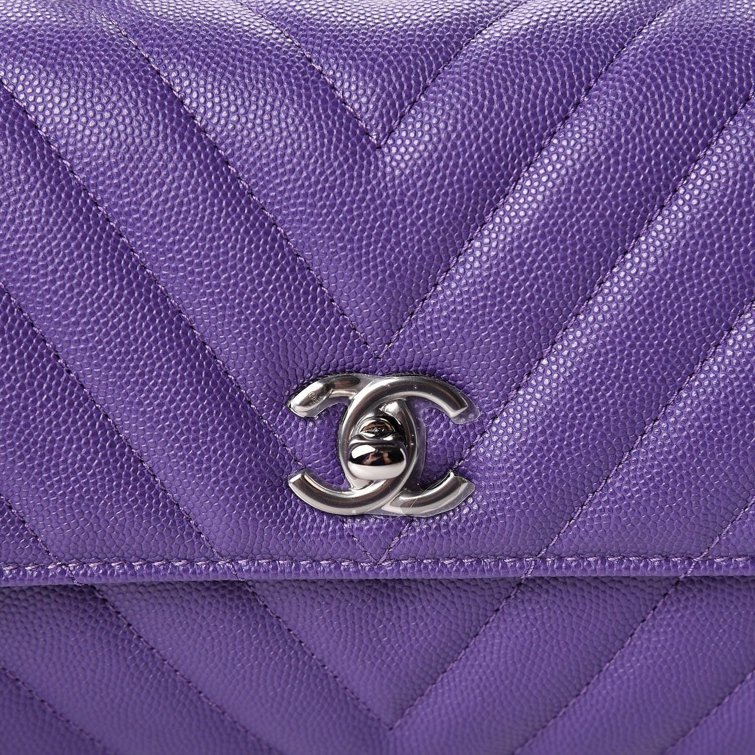Chanel Caviar Chevron Quilted Mini Coco Handle Flap Purple 8 of 11