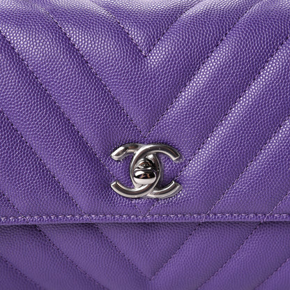 Chanel Caviar Chevron Quilted Mini Coco Handle Flap Purple 8 of 11