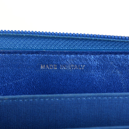 Chanel Metallic Patent Quilted Boy Zip Around Wallet Blue 8 of 9