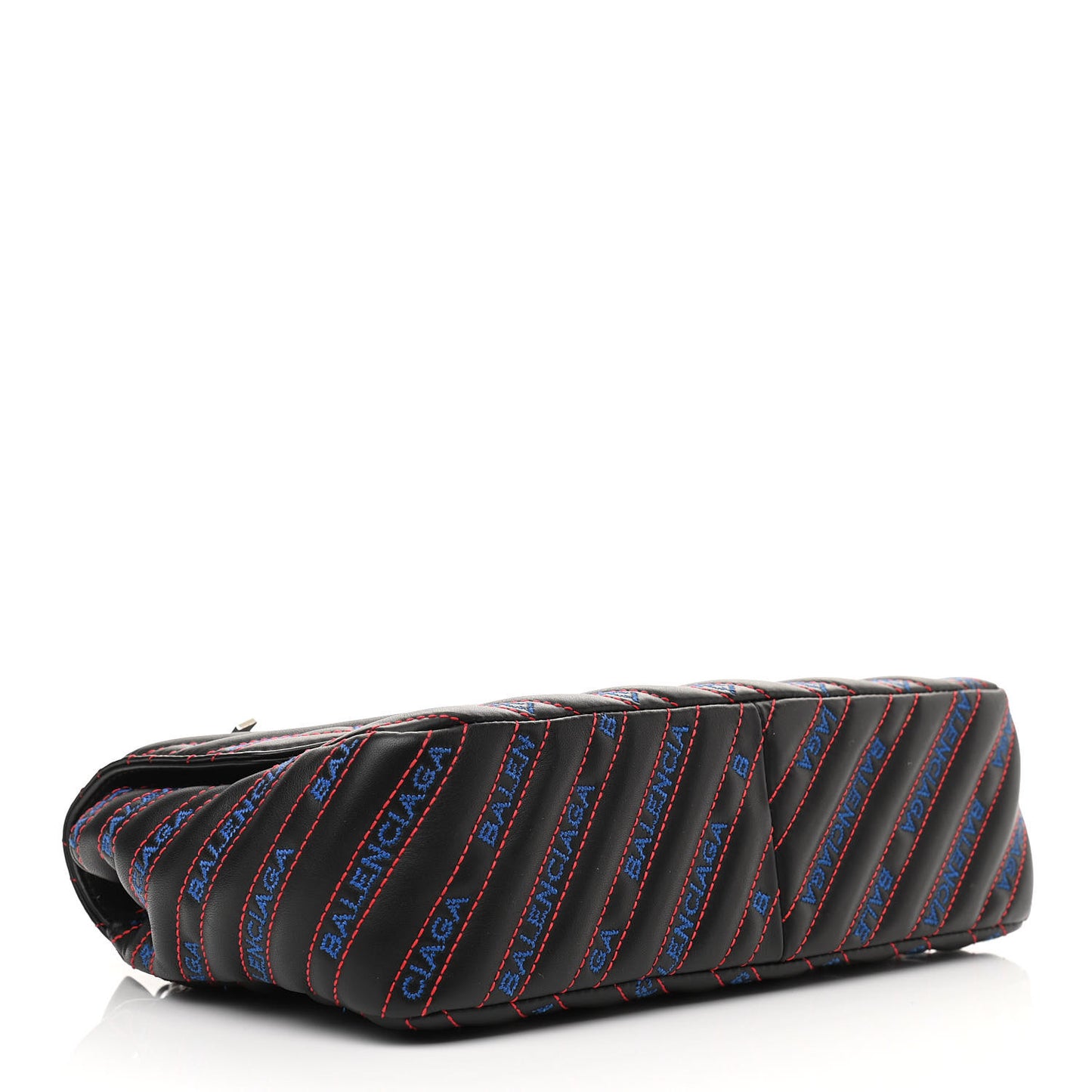 Calfskin Charms Logo Matelasse M BB Round Shoulder Bag Black Blue