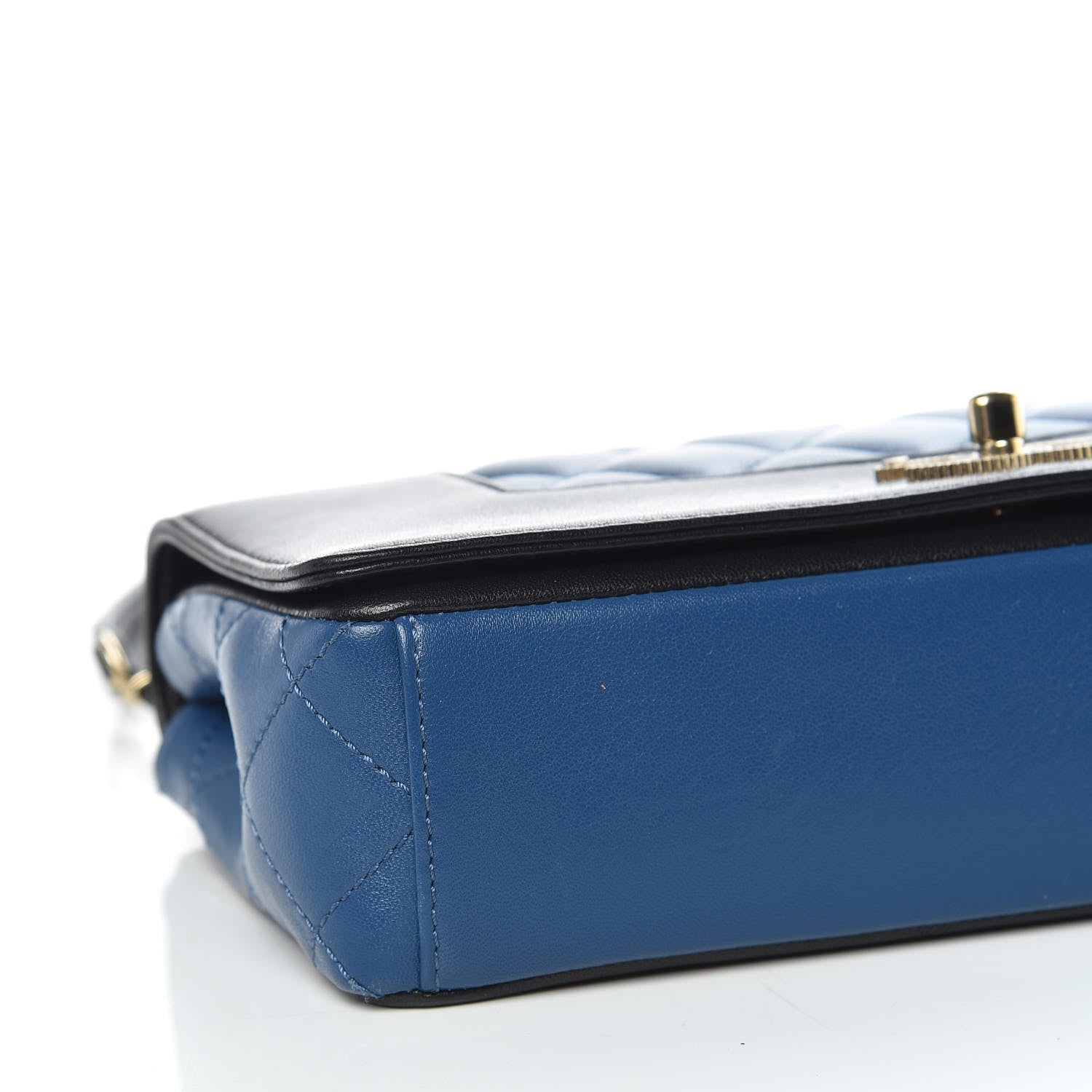 Chanel Sheepskin Quilted Small Mademoiselle Flap Black Blue 8 of 14