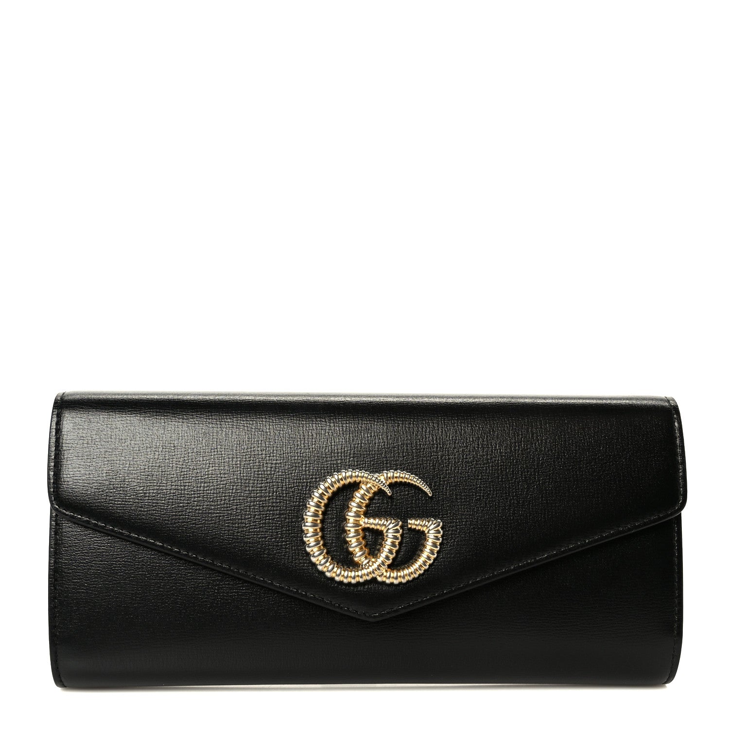 Gucci Textured Calfskin Torchon GG Broadway Envelope Clutch Black 1 of 9