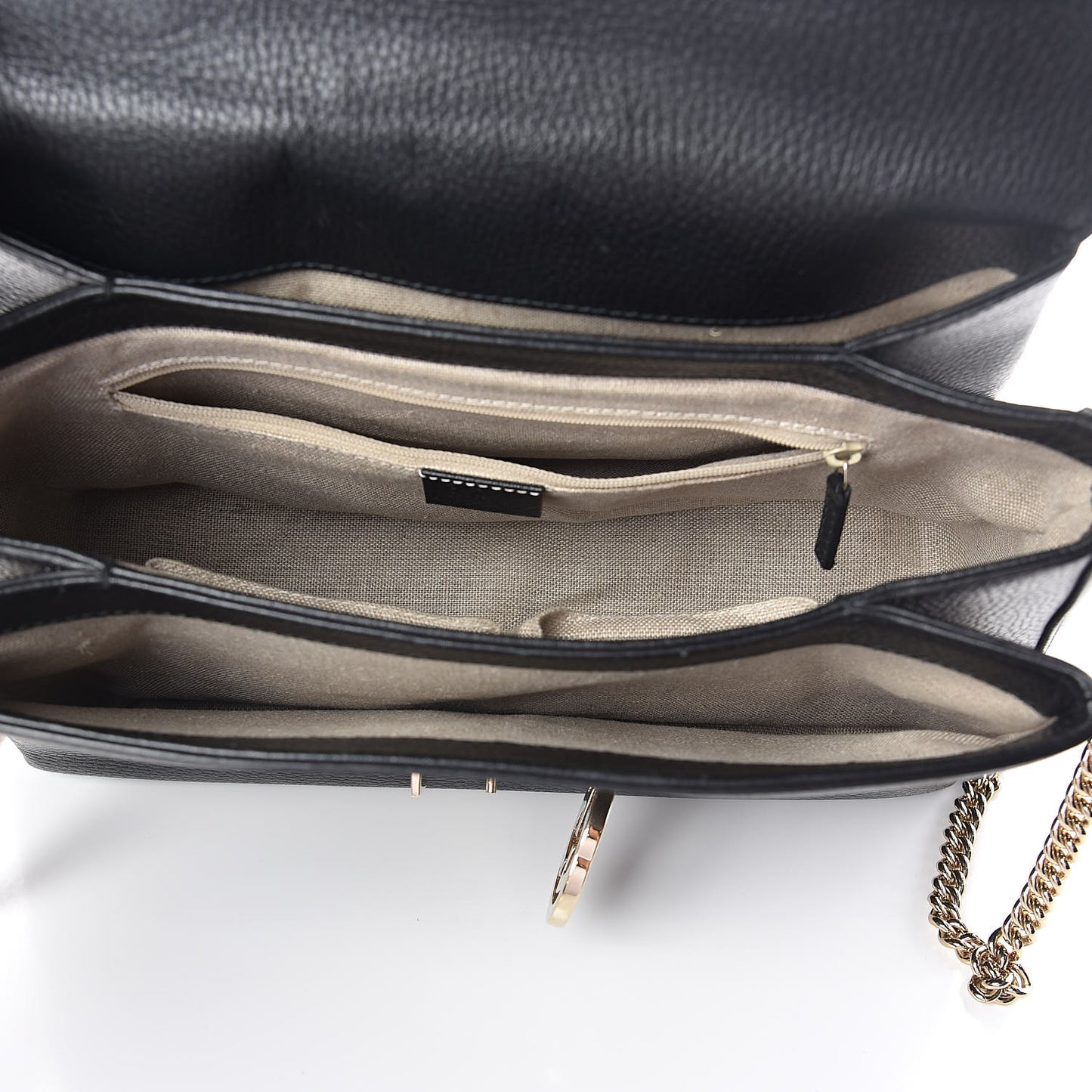 Dollar Calfskin Medium Interlocking G Top Handle Shoulder Bag Black