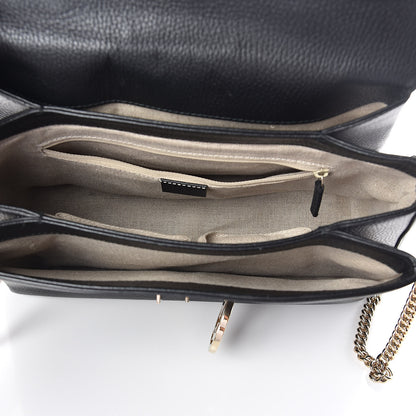 Gucci Dollar Calfskin Medium Interlocking G Top Handle Shoulder Bag Black 5 of 9