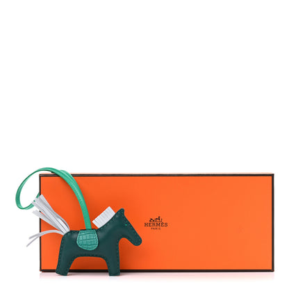 Hermes Milo Lambskin Matte Alligator Touch Grigri Rodeo Horse Bag Charm PM Malachite Menthe Bleu Brume Very Jade 6 of 6