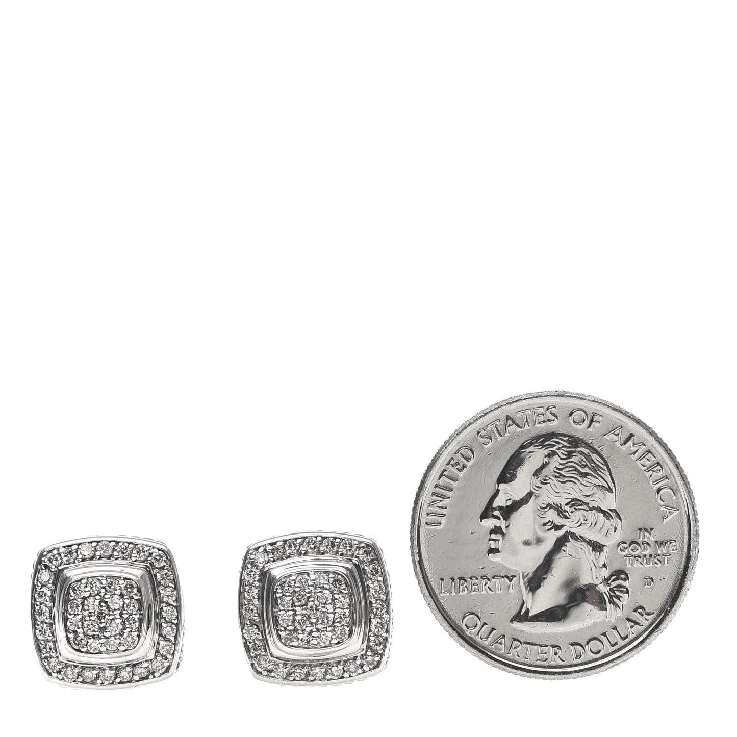 Sterling Silver Diamond 7mm Pave Albion Earrings
