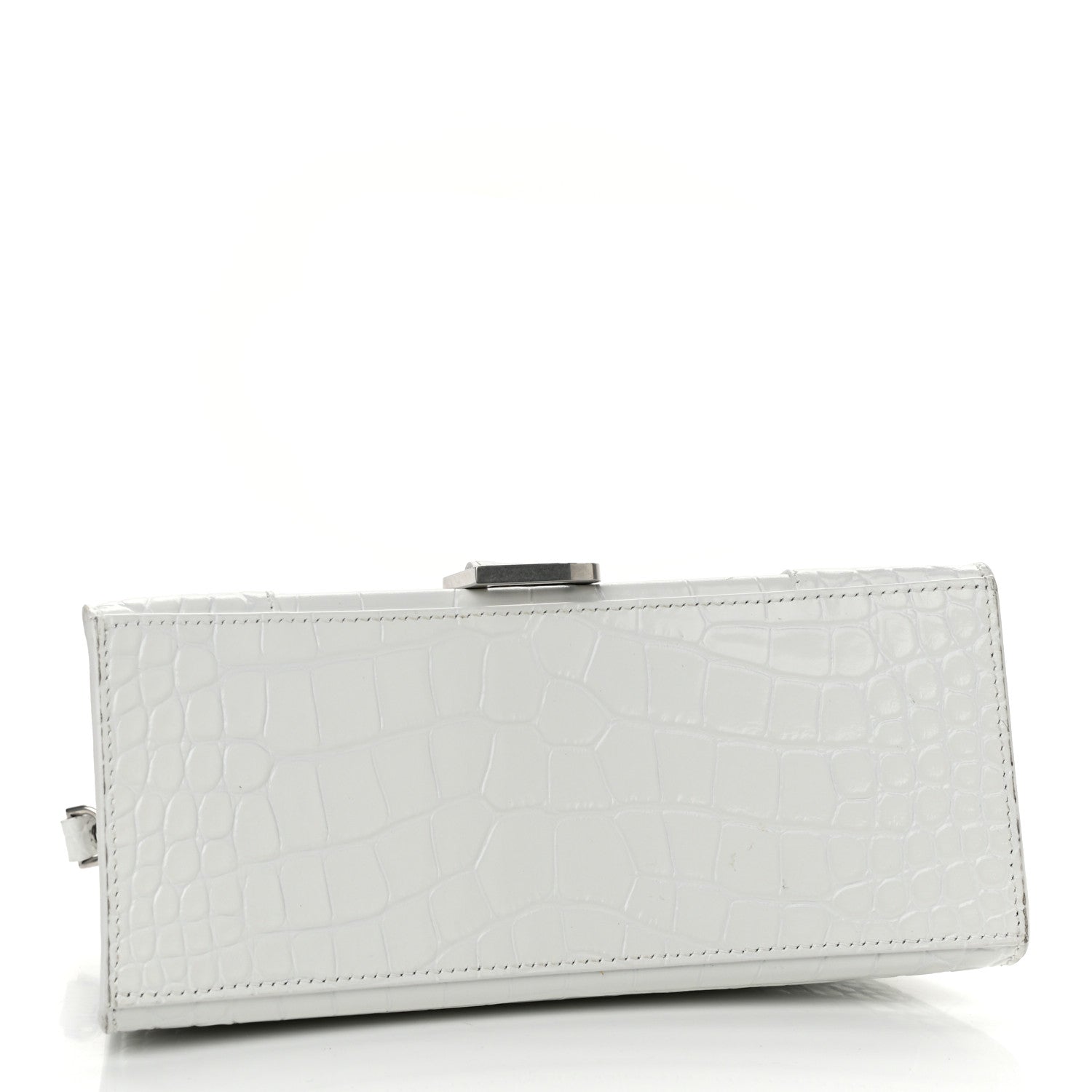 Balenciaga Calfskin Crocodile Embossed Small Hourglass Top Handle Bag White 4 of 11
