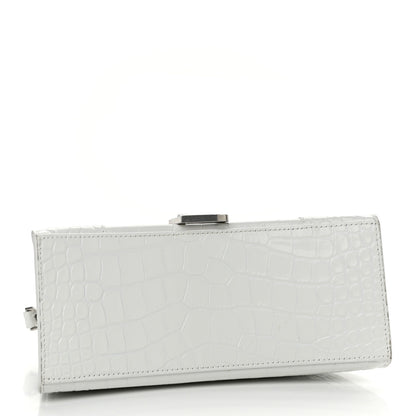 Balenciaga Calfskin Crocodile Embossed Small Hourglass Top Handle Bag White 4 of 11