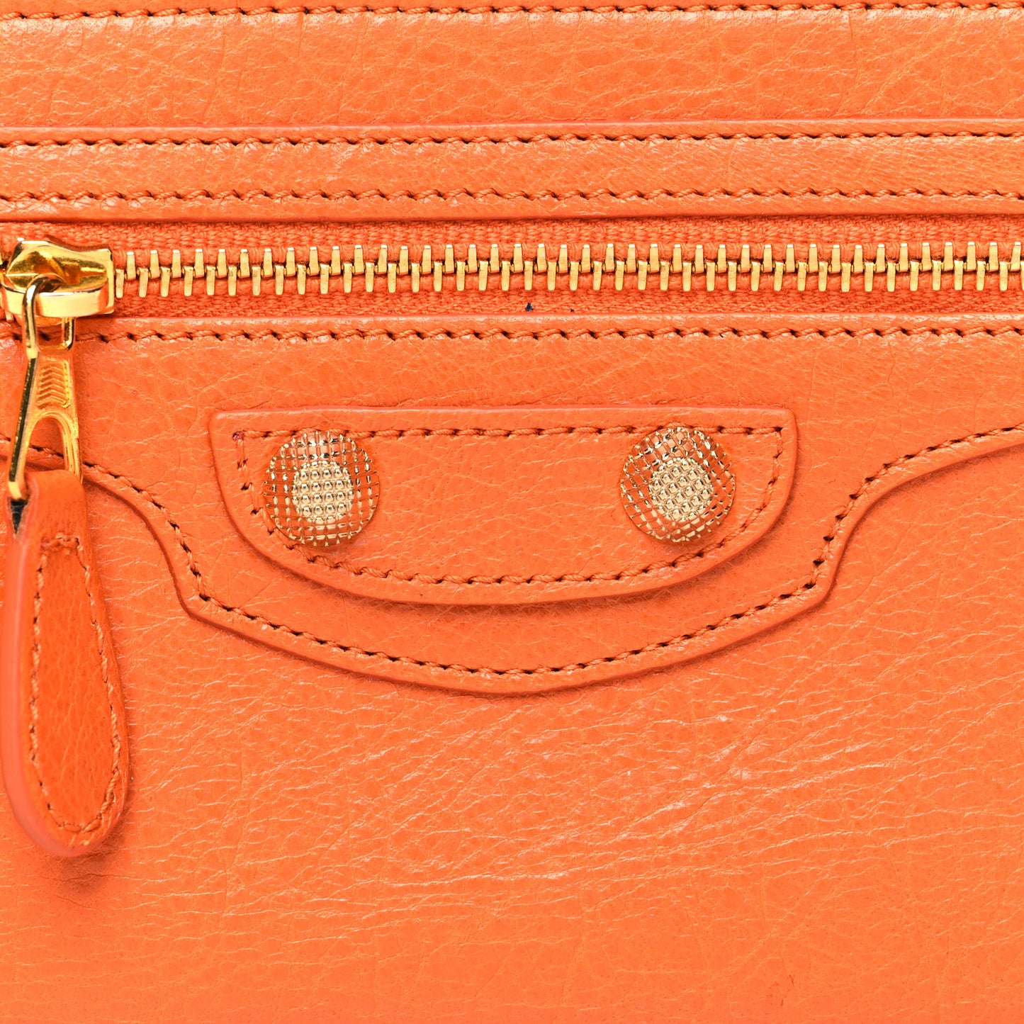 Agneau Classic Hardware Continental Zip Around Wallet Tangerine