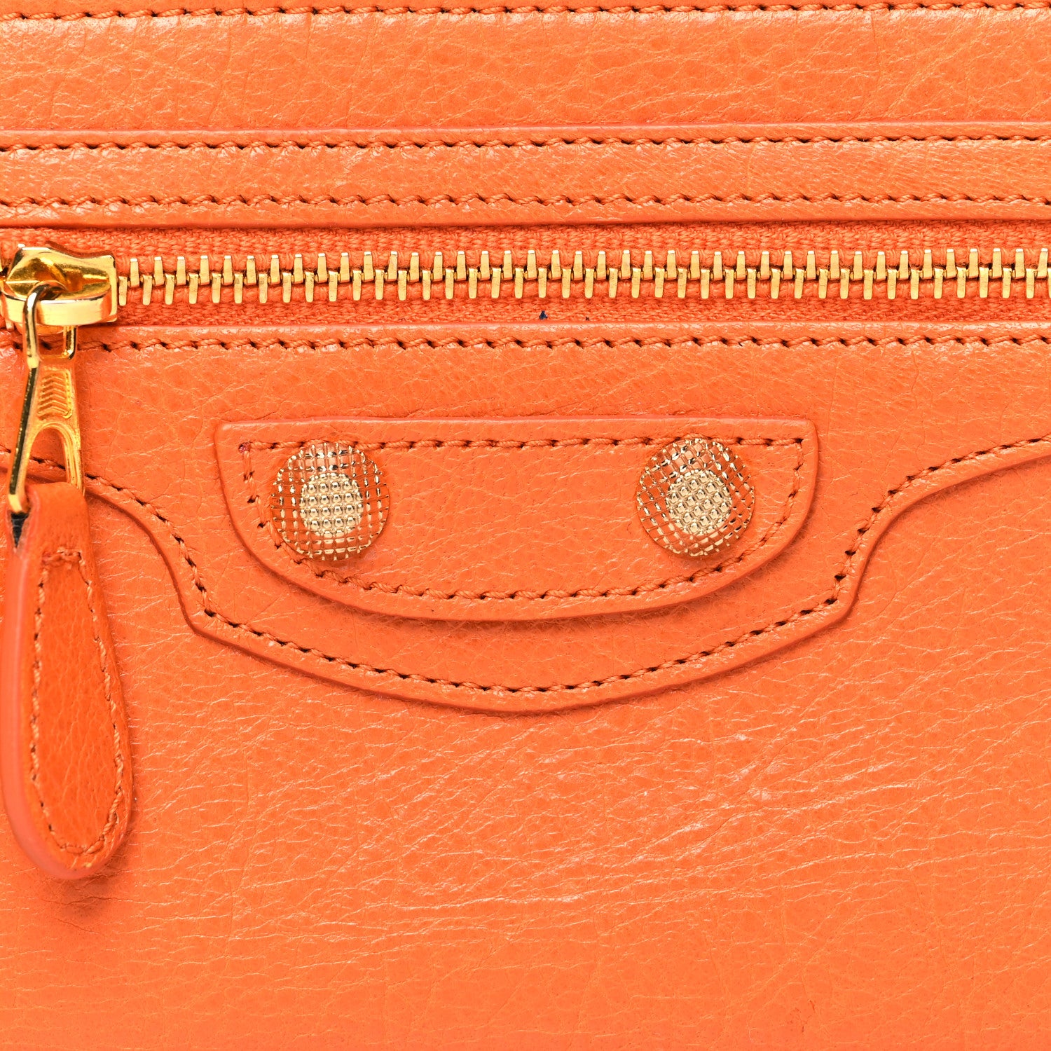 Balenciaga Agneau Classic Hardware Continental Zip Around Wallet Tangerine 7 of 10