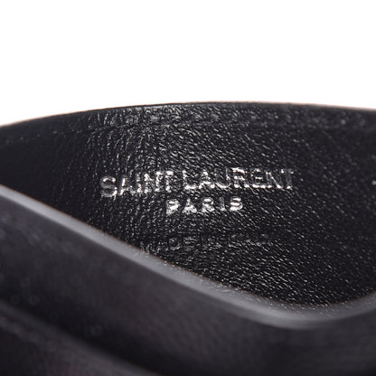 Saint Laurent Grain De Poudre Matelasse Chevron Monogram Credit Card Case Black 7 of 9