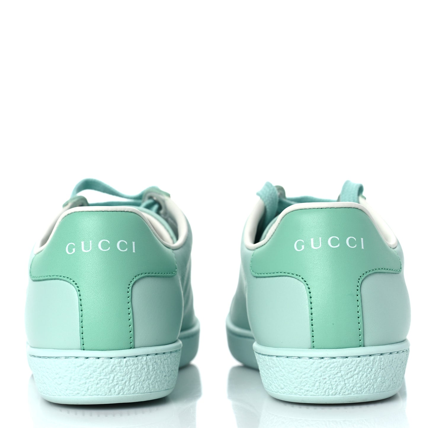 Calfskin Interlocking G Perforated Womens Ace Sneakers 35 Water Green Synthetic Green Garden
