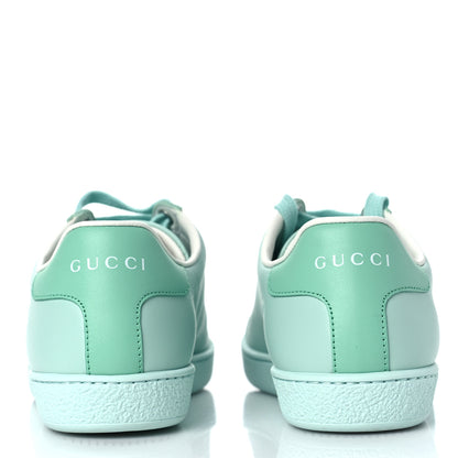Gucci Calfskin Interlocking G Perforated Womens Ace Sneakers 35 Water Green Synthetic Green Garden 5 of 10