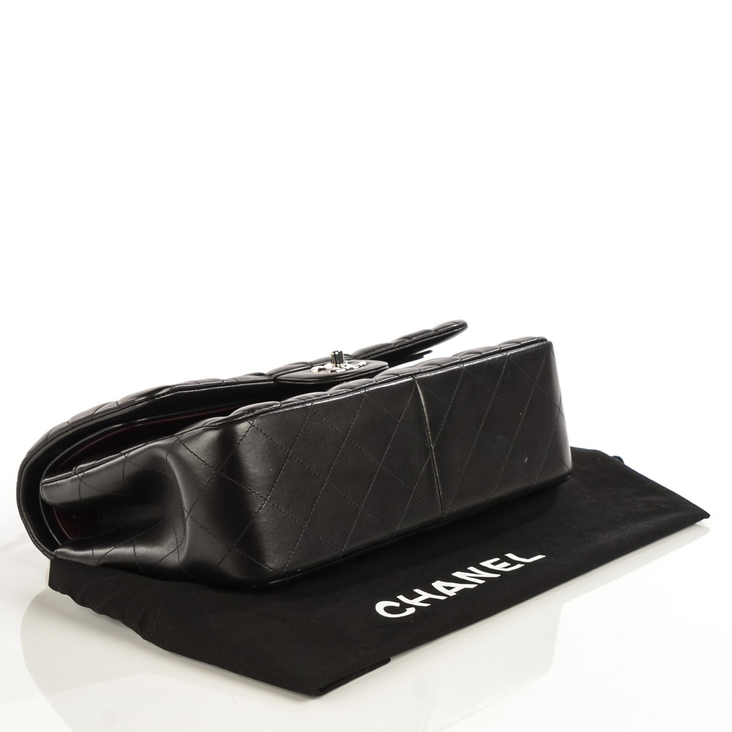 Lambskin Quilted Jumbo Double Flap Black